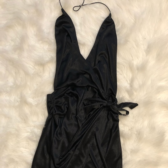 Black Oh Polly Wrap Dress - Picture 2 of 2